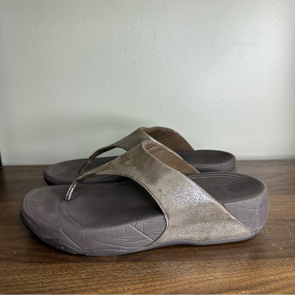 FitFlop Lulu Shimmer Brown Slip On Thong Sandals Sz 7 Womens